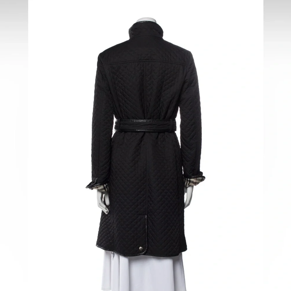 Women's Black Quilted Coat Burberry USA small - Picture 3 of 13